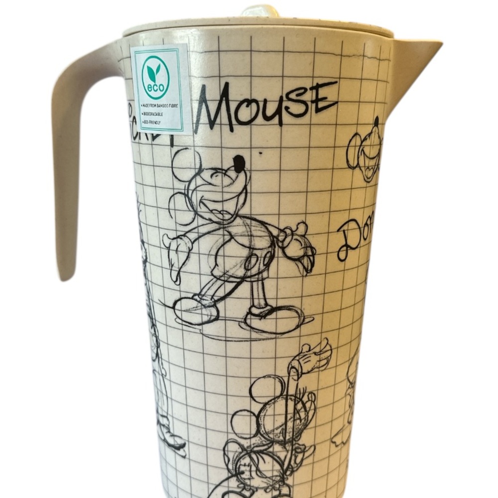 NWOT Disney Sketchbook Characters Bamboo Pitcher with Lid - Picture 4 of 8